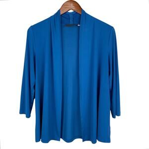 Bob Mackie Wearable Art Cardigan Blue Stretchy Knit Open Front Women's XS